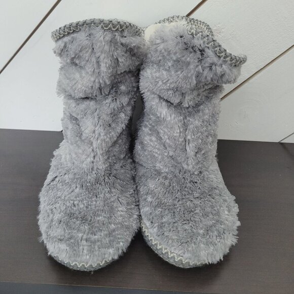 Dearfoams Women's Beth Foldover Boot Slipper, Grey Frost, Medium// 12CT - Picture 3 of 9